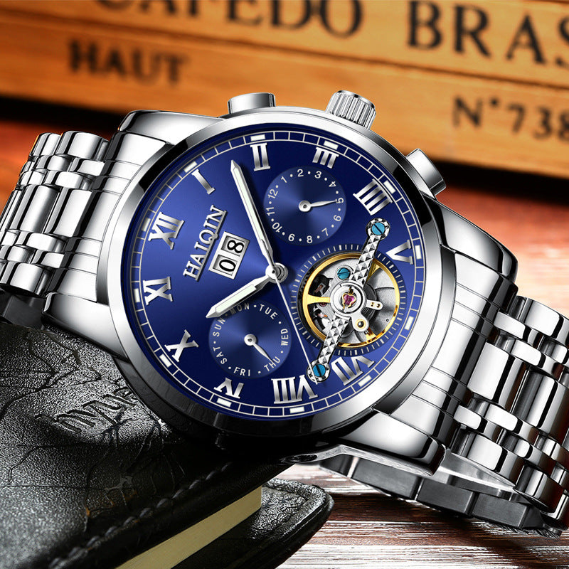 A man watches hedge automatic mechanical watches Tourbillon waterproof hollow men's swimming.