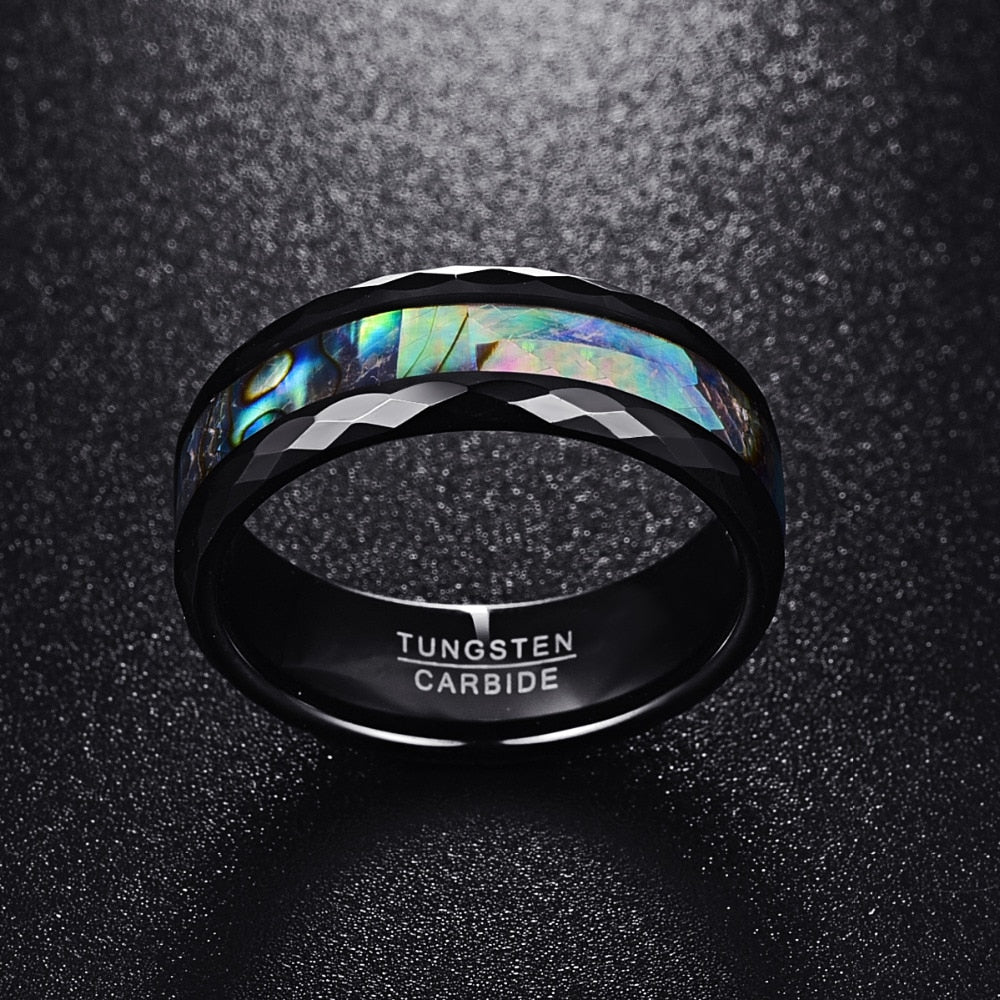 Tungsten Gold Ring With Black Veneer Plating
