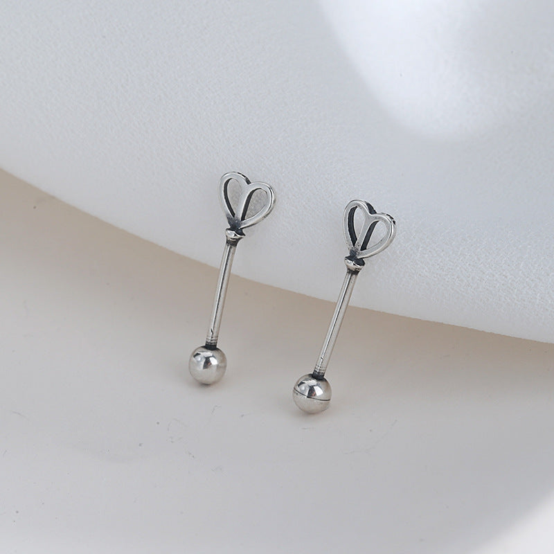 Punk Style Retro Love Round Bead Earrings