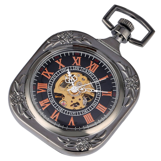 Retro square manual mechanical big pocket watch