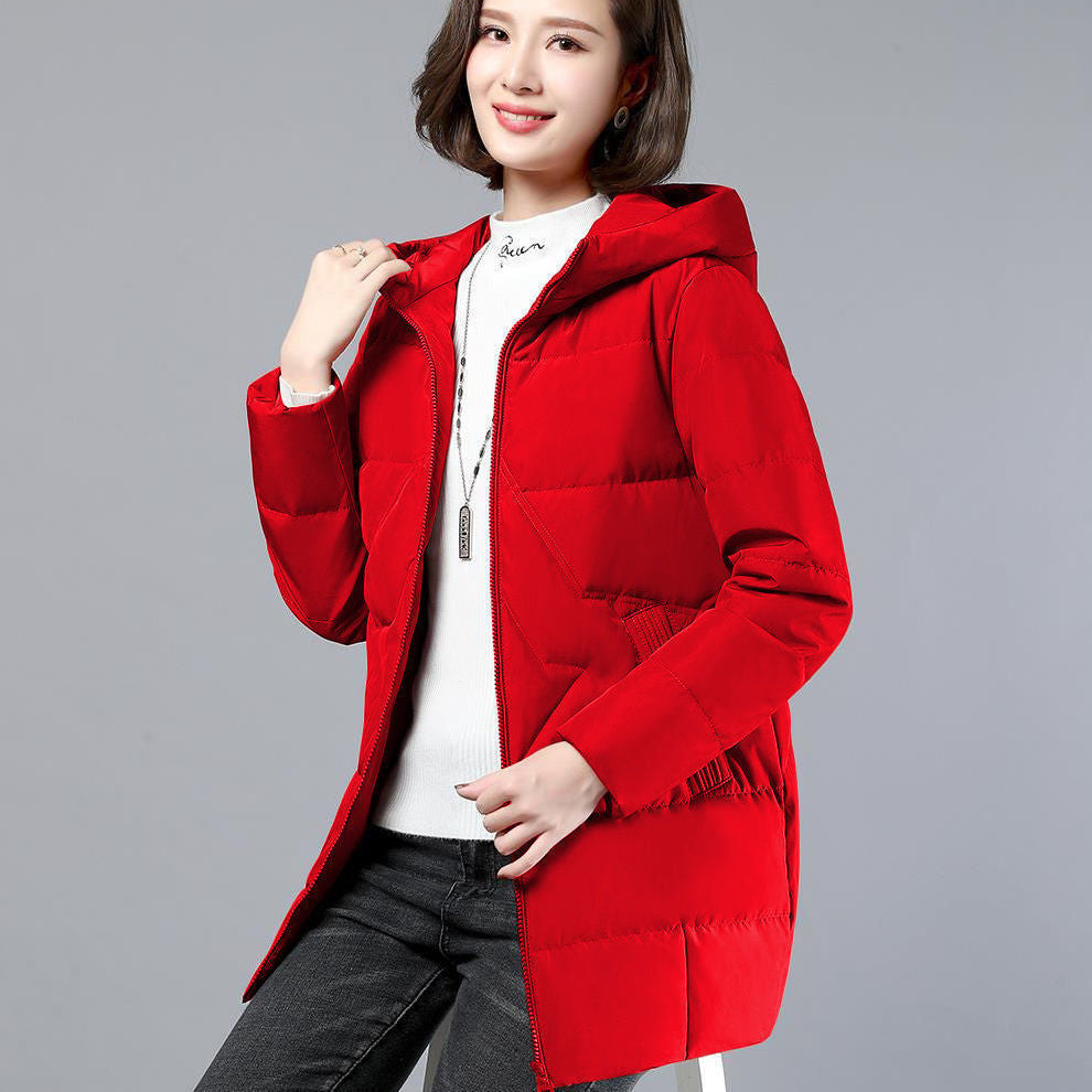 Women's New Mid-length Hooded Plus Size Coat