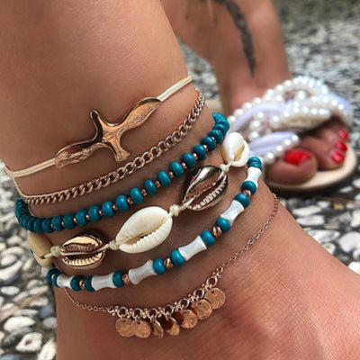 Bohemian Beach Woven Shell Anklets