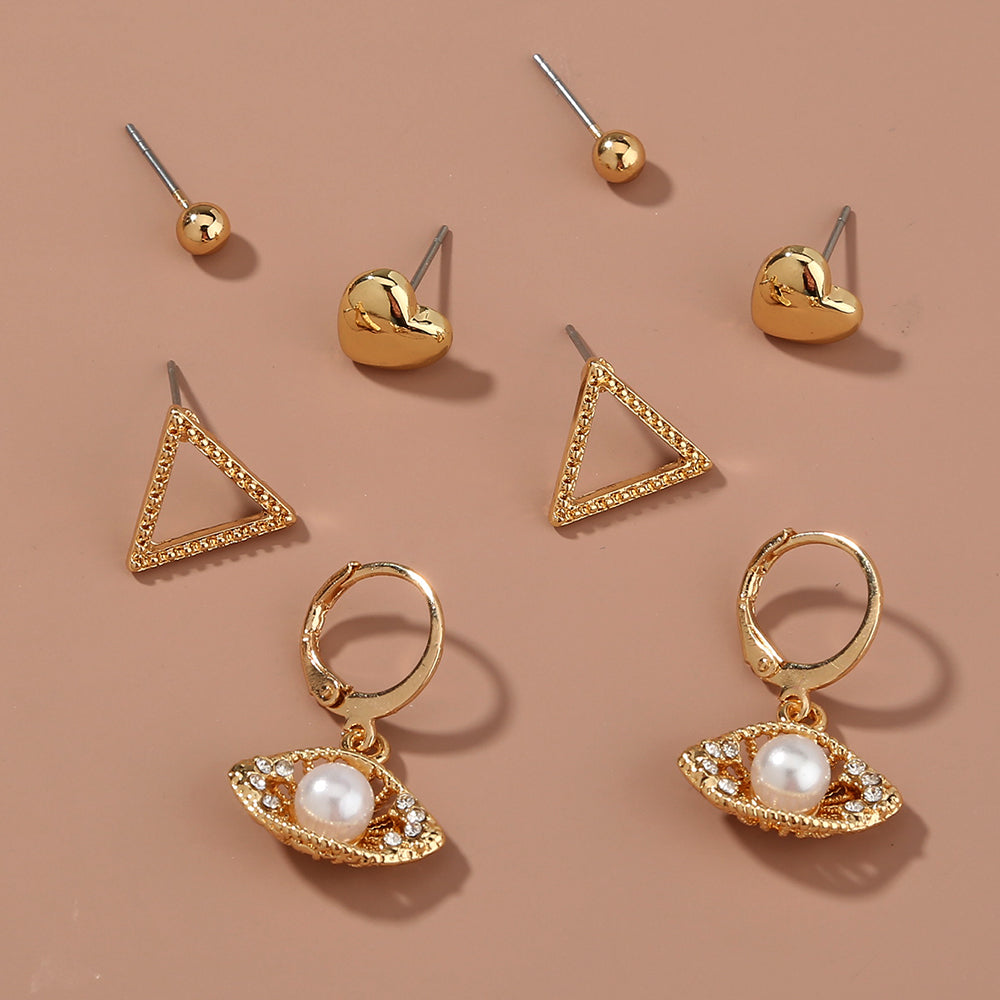 Set Irregular Metal Earrings Four-piece Set