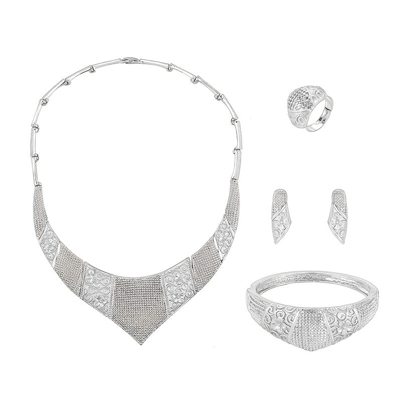 Fashion Simple Alloy First Necklace And Earrings Four-piece Set