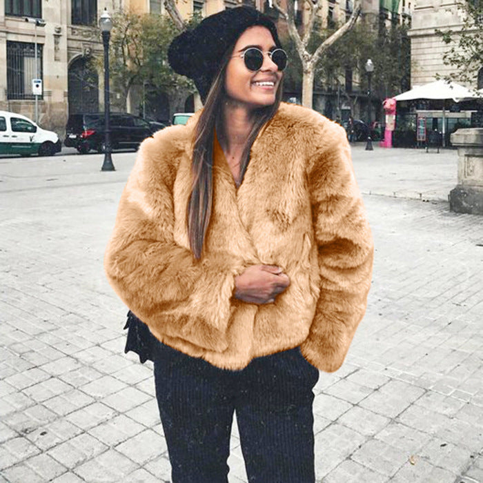 Short Faux Fox Fur Women's Fur Coat