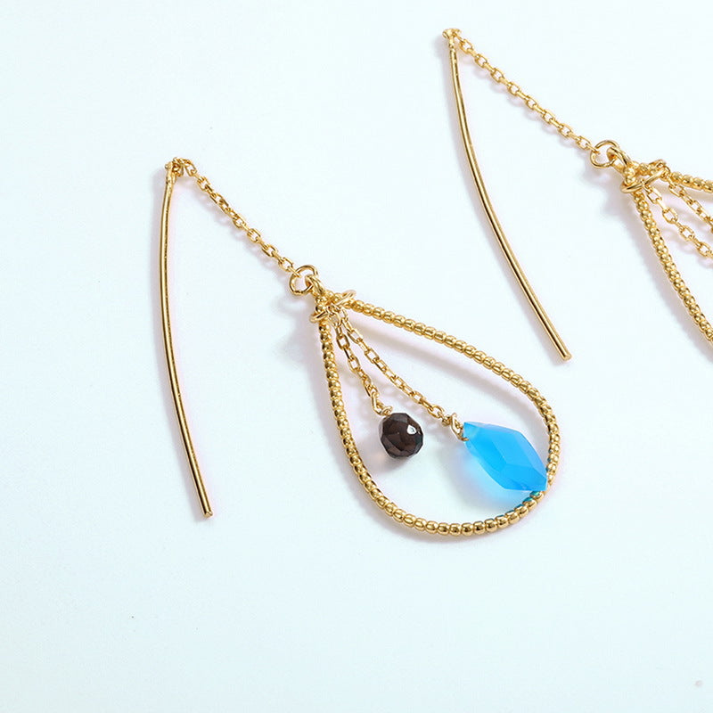 Detachable geometric light blue earrings