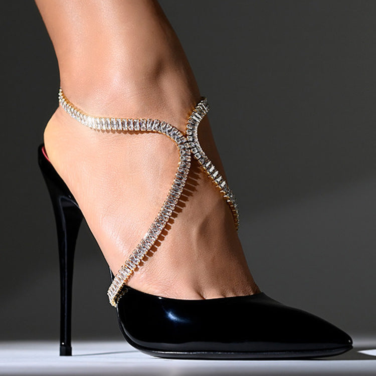 Shiny Zircon High Heels Anklet Catwalk Jewelry
