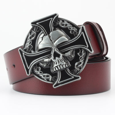 Ghost Head Series Big Strap Casual Taro Decorative Belt Leather