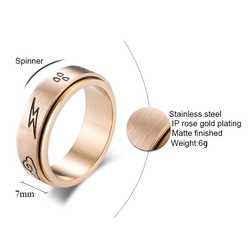 Titanium Steel Rotatable Rings Men's European And American Stainless Steel Couple