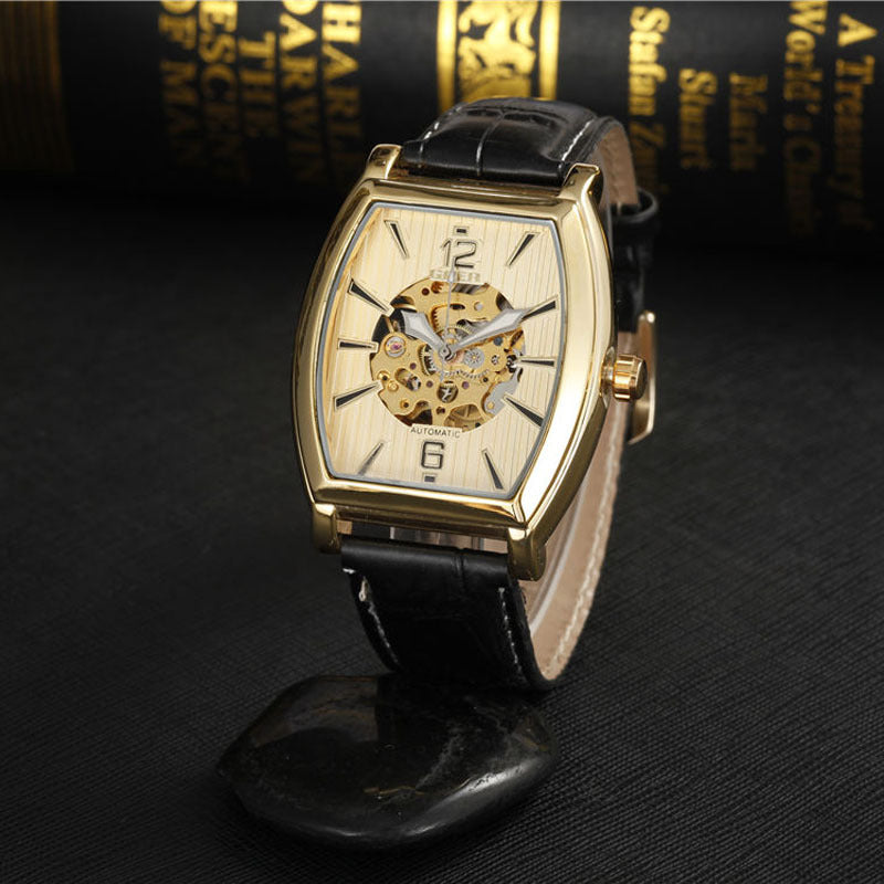 Wine Barrel Fashion Hollow Out Men's Mechanical Watch