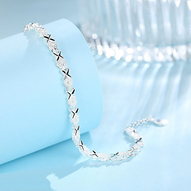 Sterling Silver Bracelet Female Wedding Accessories Ladies Fashion Zircon Geometric Bracelet