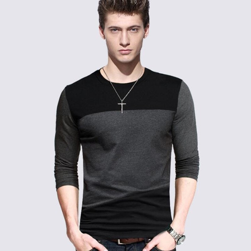 Spliced spandex long sleeve t-shirt