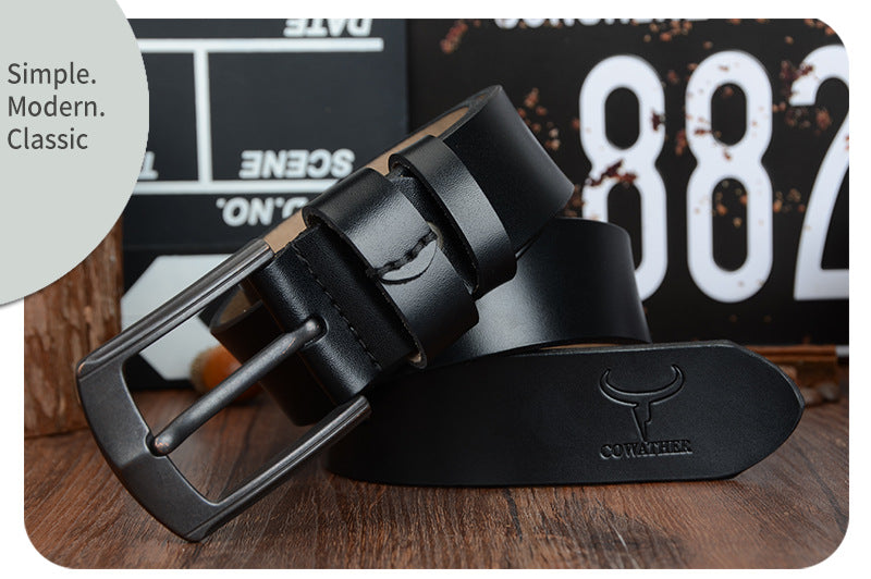 Dynamic buckle leather belt belt