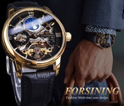 Men's fashion casual hollow mechanical watch