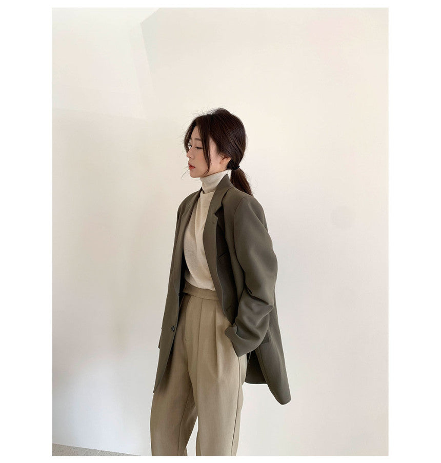 Temperament Vintage Lapel Two Button Loose Coat