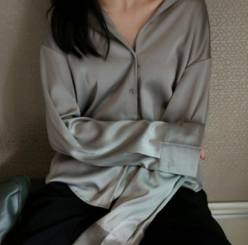 Women's Long-sleeved Satin Shirt