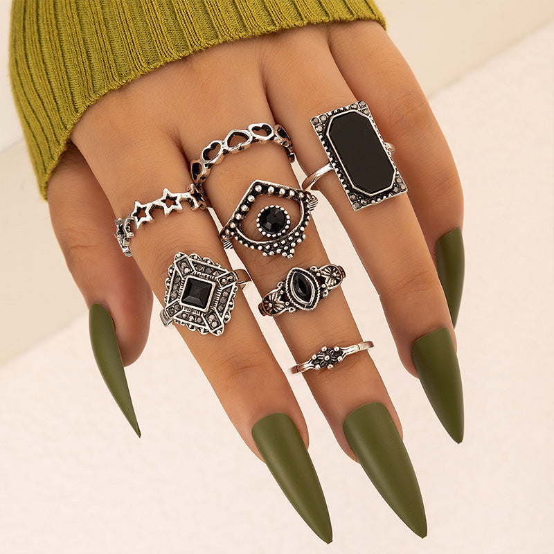New Jewelry Trend Personality Black Gem Ring