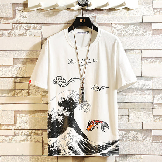 Men's casual printed large size short sleeves