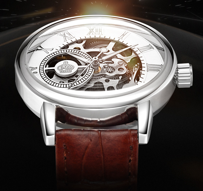 Hollow through the bottom manual mechanical men's watch