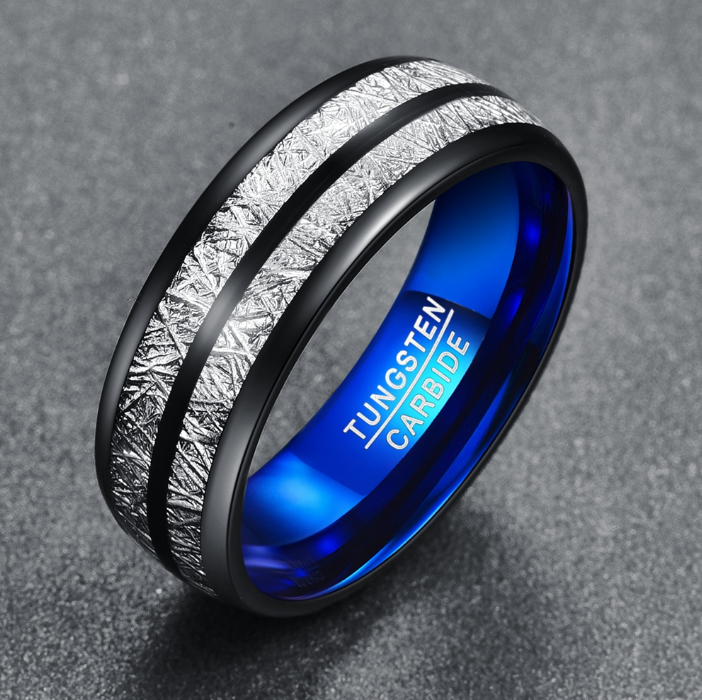 Wedding Band 8mm Width Men Women Rings Accessories Black Blue Tungsten Carbide Rings Couple Anillos Fashion Jewelry