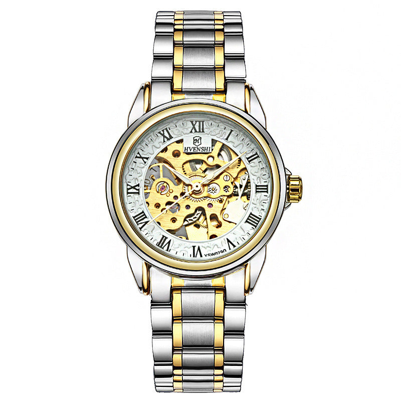 Double-sided hollow automatic mechanical watch