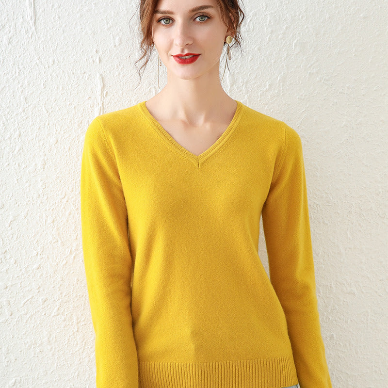 Loose Slimming Low-neck Knitted Bottoming Shirt