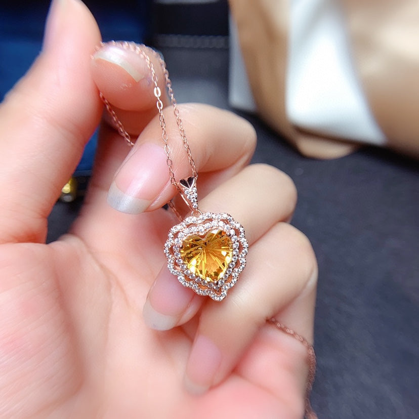 Firework Cut Citrine Set Ring Pendant Crystal