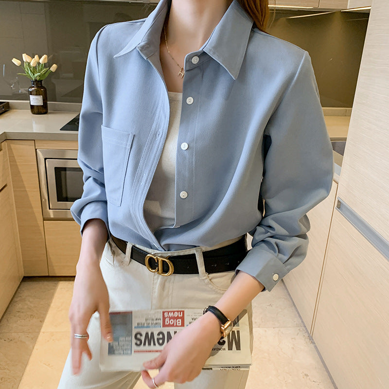 Fashion Simple Women's Long-sleeved Brushed Shirt