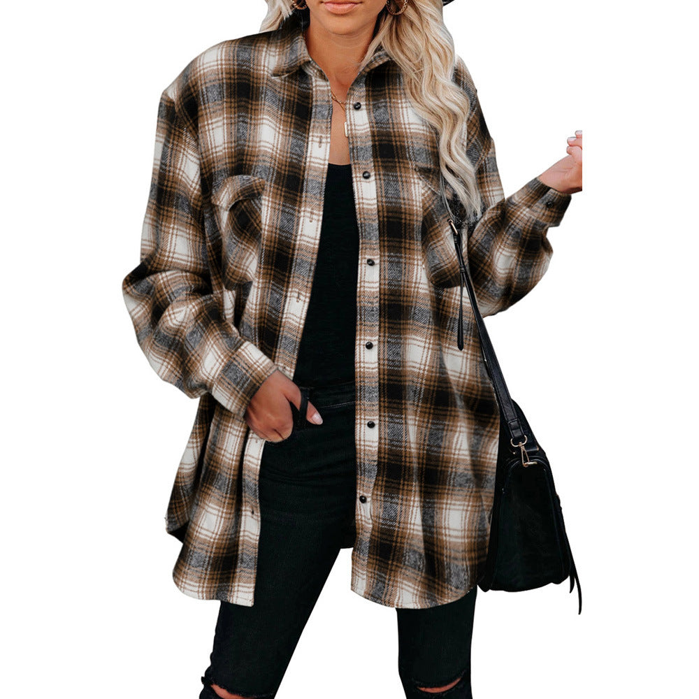 Mid-length Loose-collar Cardigan Shirt