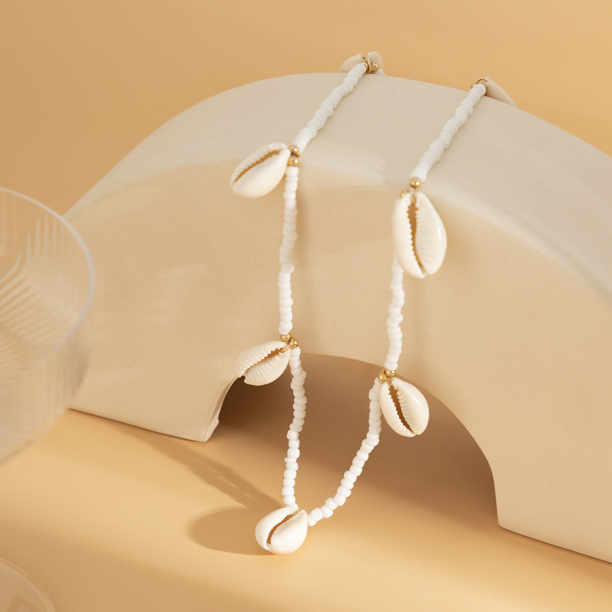 Women's Braided Simple Rice Bead Shell Tassel Waist Chain