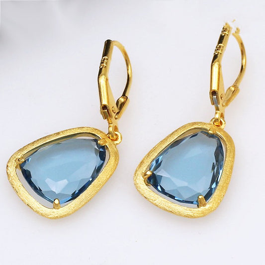 Light Luxury 925 Silver Sapphire Earrings