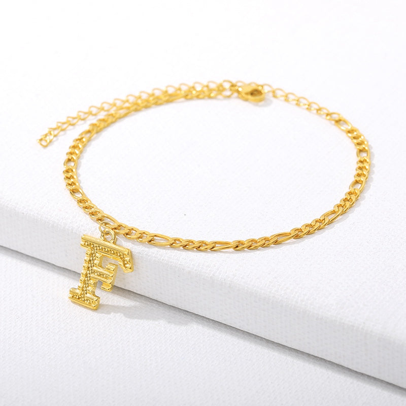 Initial Gold Letter Anklet Alphabet Pendants Jewelry