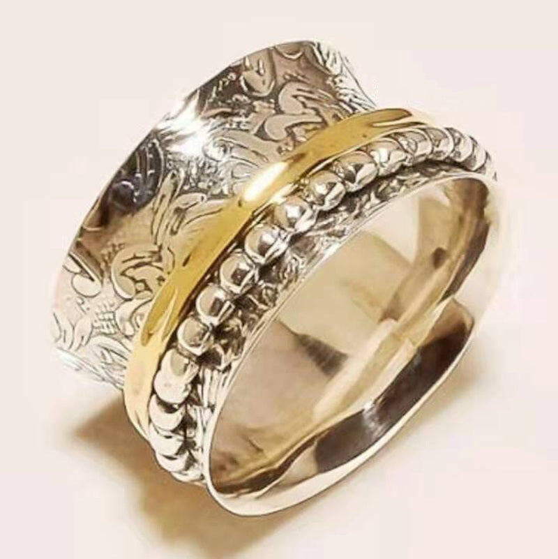 Vintage Plated Two Tone Engraved Rings For Men And Women