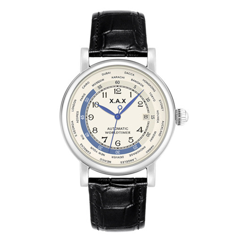 Automatic world time waterproof large watch