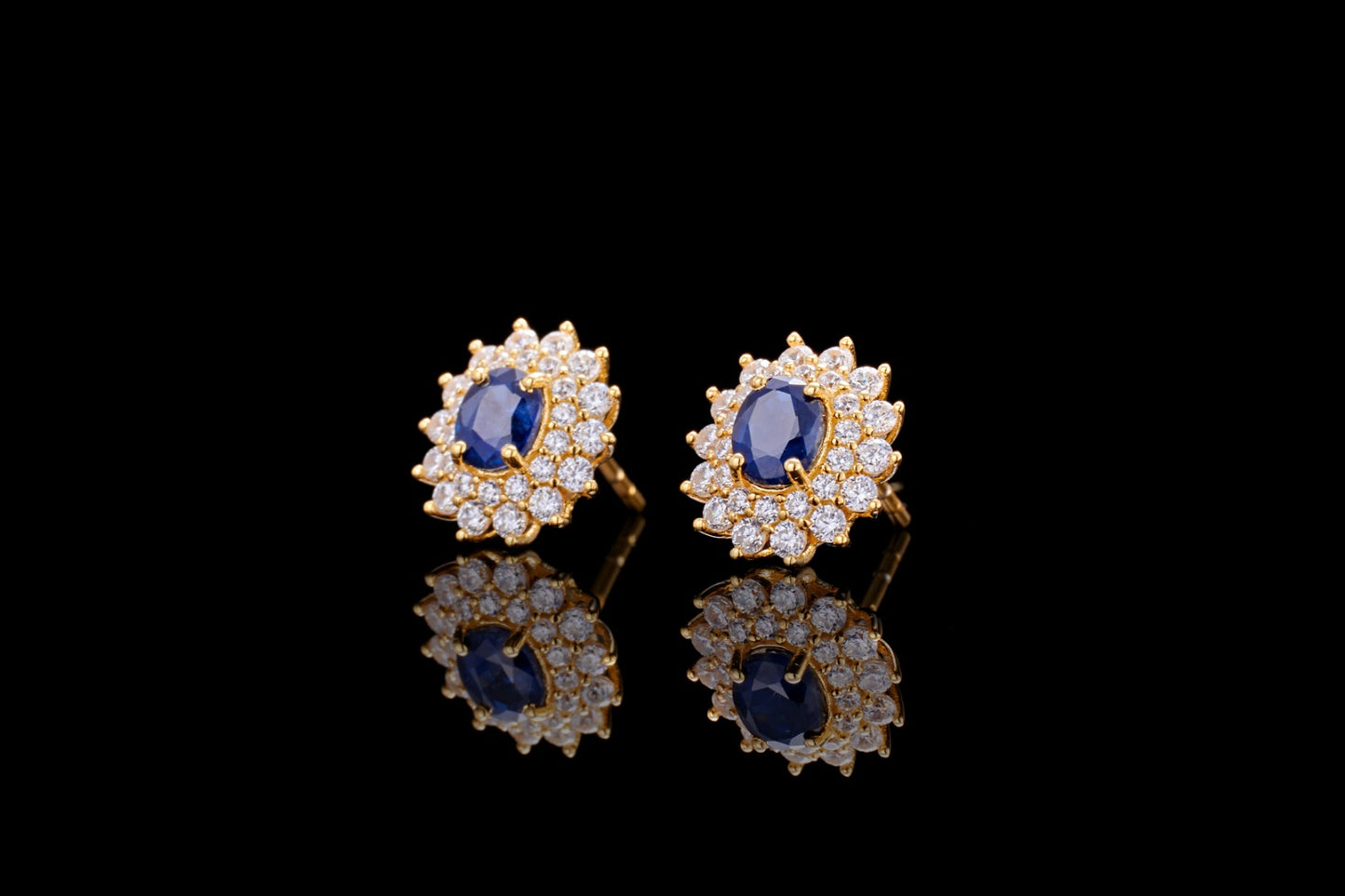 925 Silver Gilded Sapphire Fashion Earrings