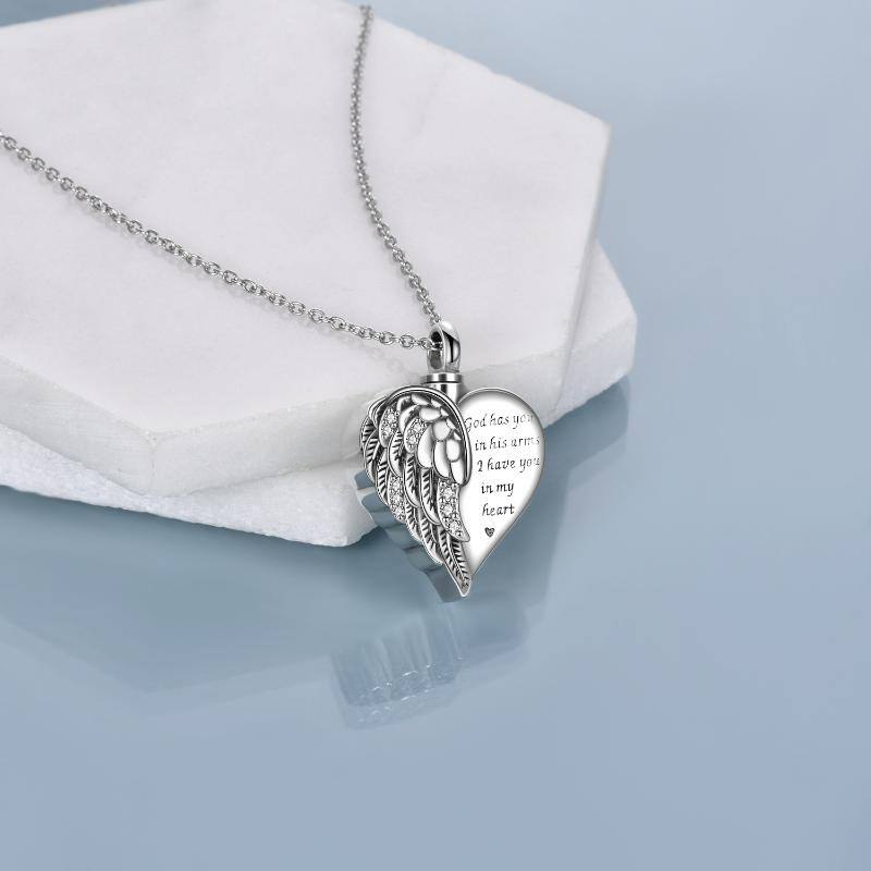 Sterling Silver Guardian Angel Wings Urn Necklaces for Ashes Cremation Memory Jewelry for Women Men