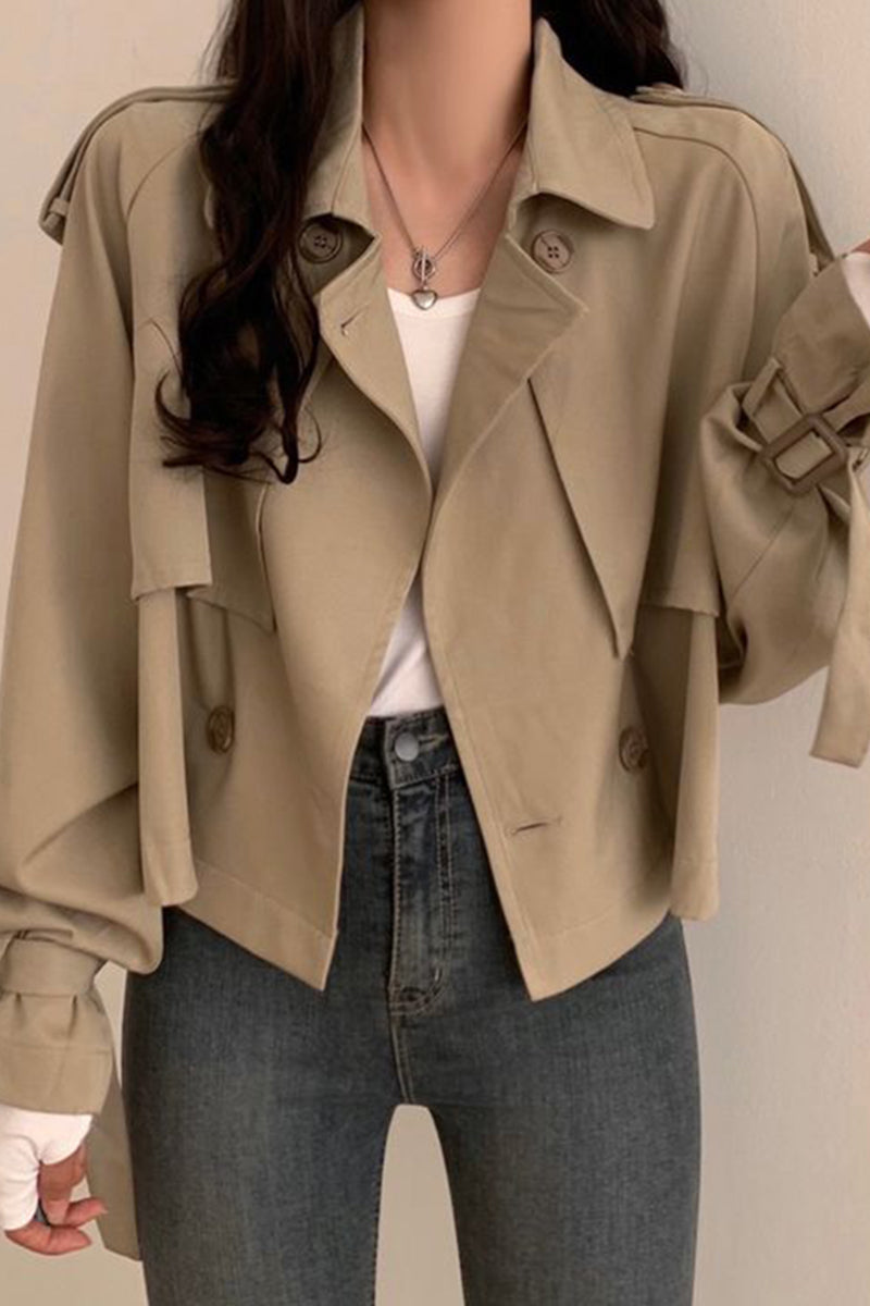 Vintage Style Suit Collar Double Breasted Loose Coat