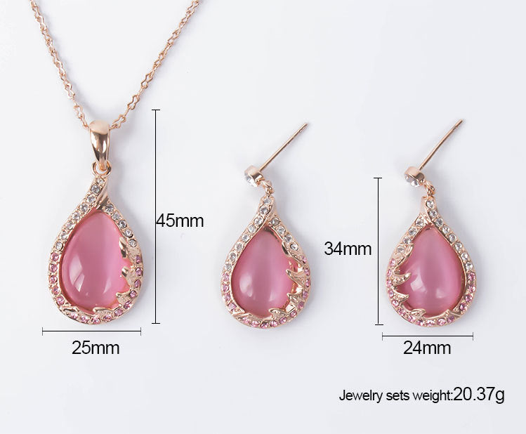 2021 new fashion European and American bride necklace earrings two sets of ladies crystal jewelry set