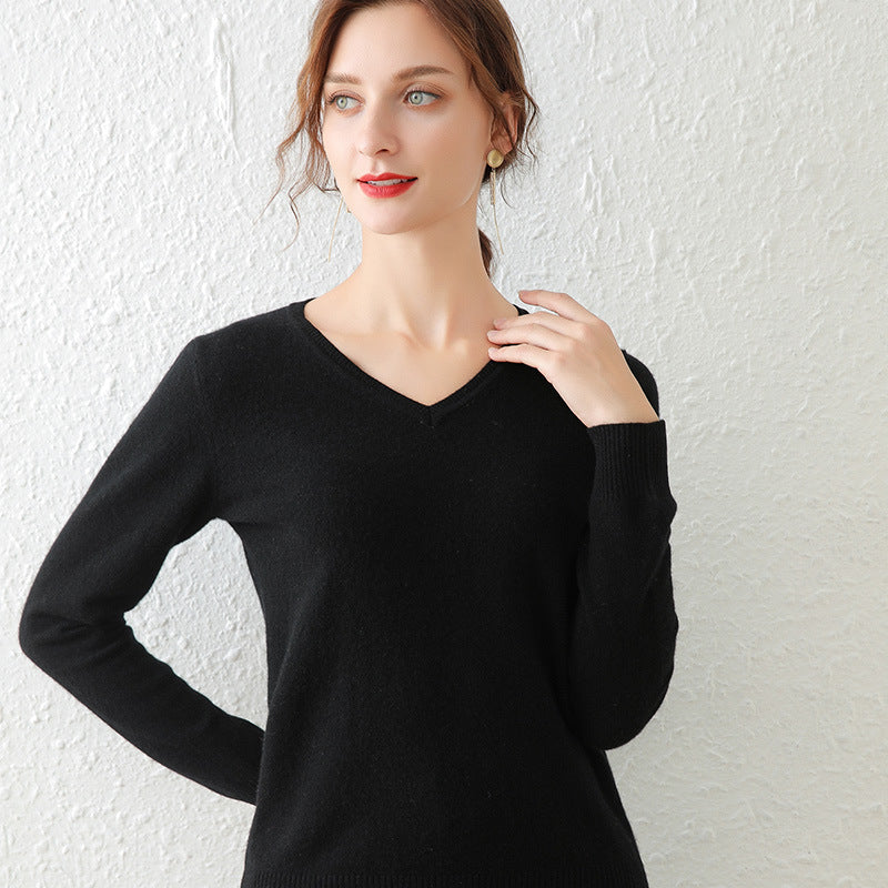 Loose Slimming Low-neck Knitted Bottoming Shirt