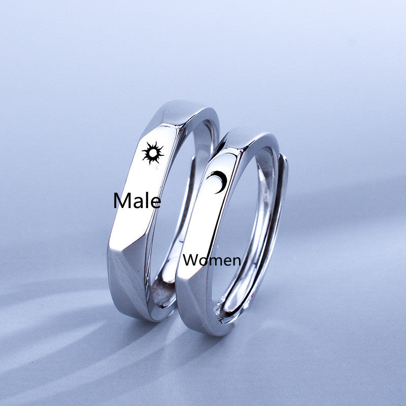 Simple Sterling Silver Light Luxury Male And Female Student Pair Rings