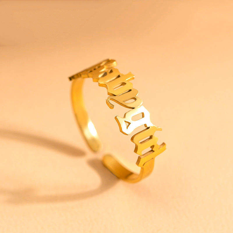 Gold Letter Babygirl Stainless Steel Adjustable Rings For Women