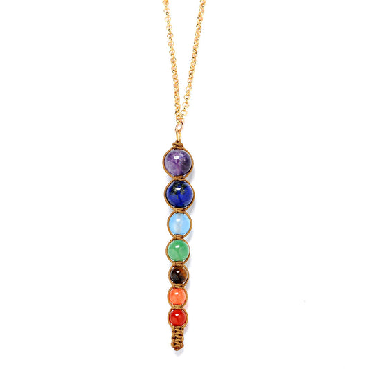 Seven Chakra Spirit Pendulum Cone Necklace