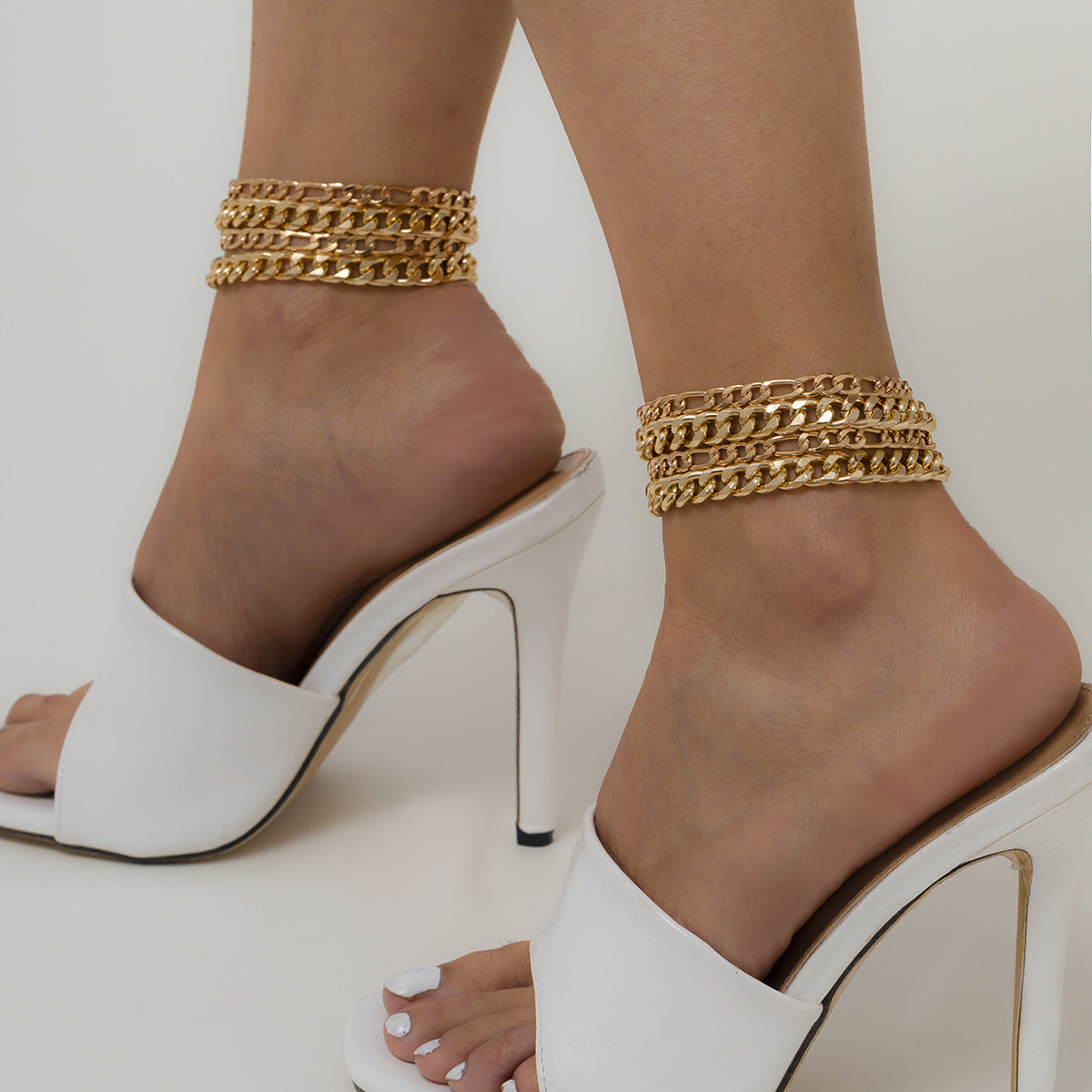 Punk Simple Metallic Thin Chain Anklet