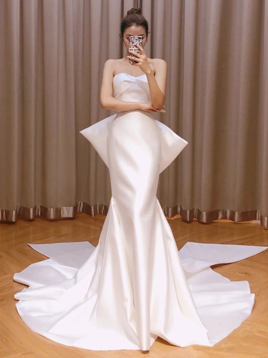 The New Small Trailing Temperament Trailing Simple And Thin Mermaid Wedding Dress