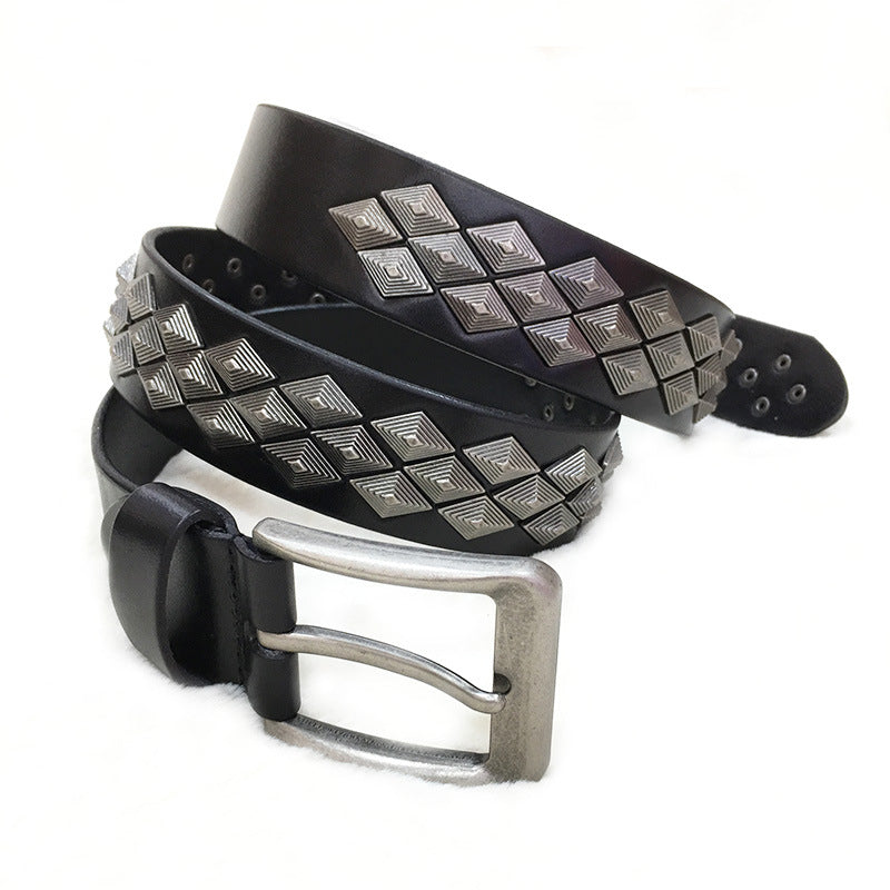 Rivet Alloy Leather Belt For Men And Women