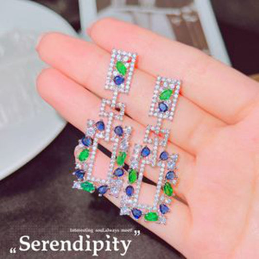 Full Of Diamonds, Secret Garden Earrings, Garden Dream, High-carbon Diamonds, Romantic Colorful Earrings.