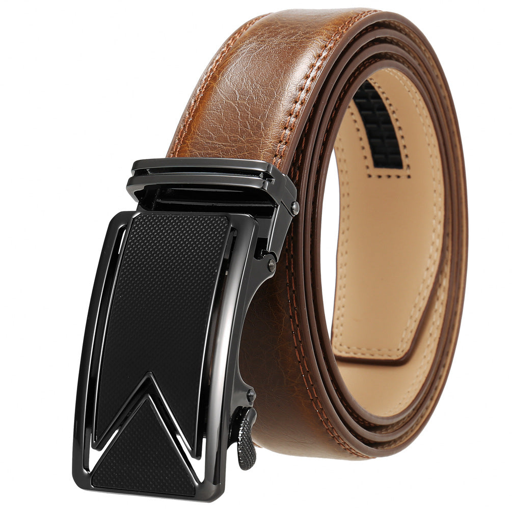 Fashion Men's Two-layer Cowhide Automatic Buckle Trouser Belt