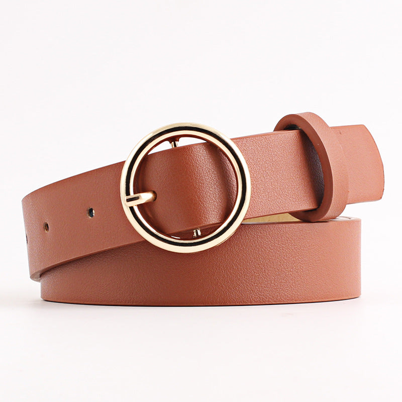 Women's jeans round buckle belt women