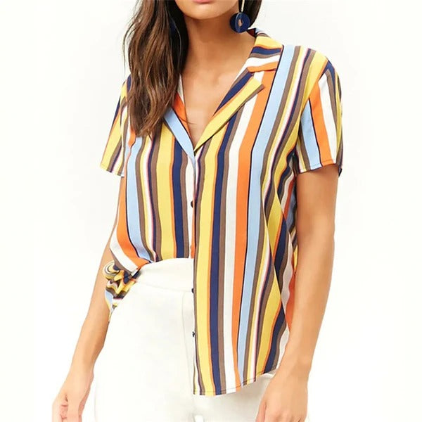 Striped printed short sleeves