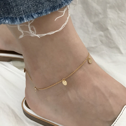 Golden summer round piece anklet